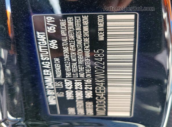 WDD3G4EB4KW022485 2019 MERCEDES-BENZ A Black Vista del compartimento del motor