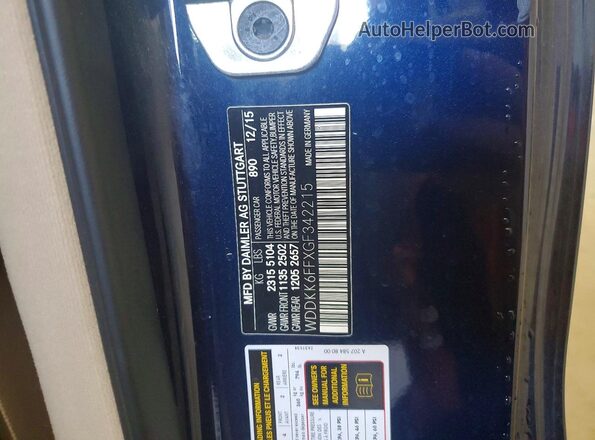 WDDKK6FFXGF342215 2016 MERCEDES-BENZ E Синий Вид подкапотного пространства