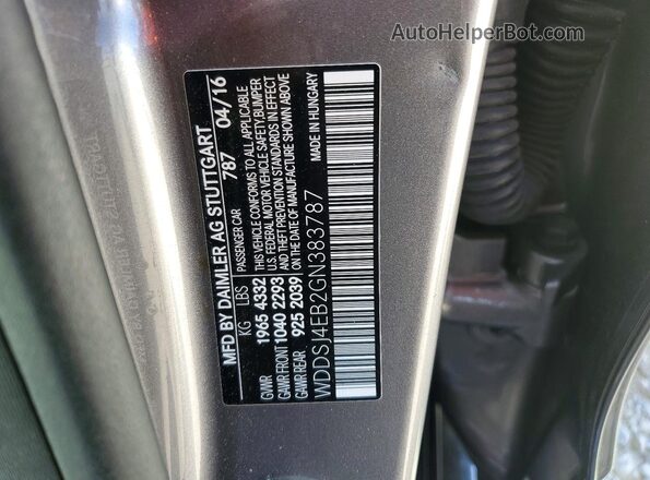WDDSJ4EB2GN383787 2016 MERCEDES-BENZ CLA-CLASS Gray Vista de la etiqueta del VIN