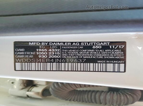 WDDSJ4EB4JN619637 2018 MERCEDES-BENZ CLA-CLASS White Вид підкапотного простору