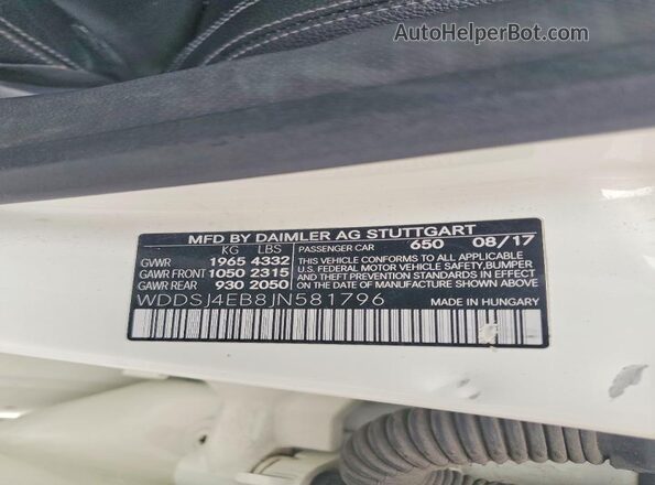 WDDSJ4EB8JN581796 2018 MERCEDES-BENZ CLA-CLASS Белый Вид подкапотного пространства