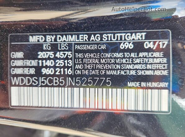 WDDSJ5CB5JN525775 2018 MERCEDES-BENZ CLA-CLASS Черный Вид подкапотного пространства