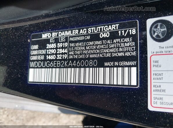 WDDUG6EB2KA460080 2019 MERCEDES-BENZ S-CLASS Black Widok komory silnika