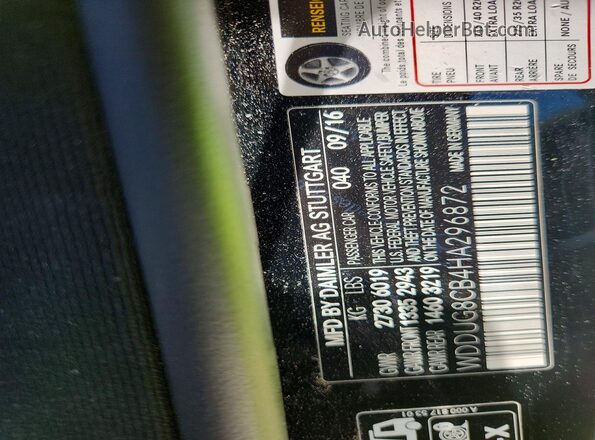 WDDUG8CB4HA296872 2017 MERCEDES-BENZ S Black Widok naklejki z numerem VIN