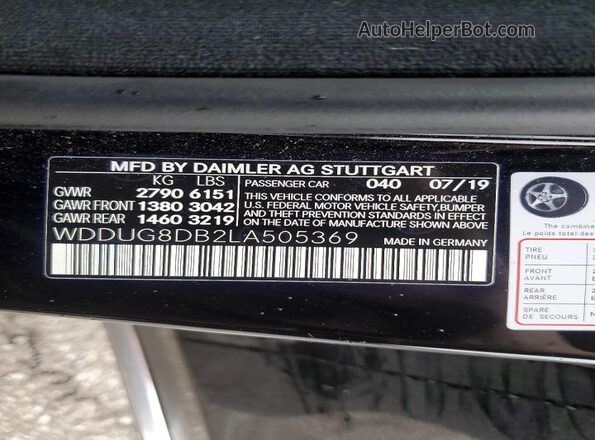 WDDUG8DB2LA505369 2020 MERCEDES-BENZ S Black Vista interior trasera