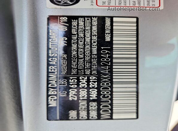 WDDUG8DBXKA428491 2019 MERCEDES-BENZ S Silver Widok komory silnika