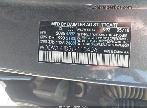 WDDWF4JB5JR413406 2018 MERCEDES-BENZ C-CLASS Серый Вид подкапотного пространства