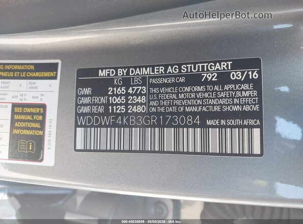 WDDWF4KB3GR173084 2016 MERCEDES-BENZ C-CLASS Серебряный Вид подкапотного пространства