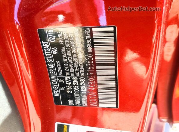 WDDWF4KBXGR163636 2016 MERCEDES-BENZ C Красный Вид подкапотного пространства