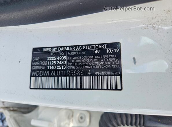 WDDWF6EB1LR558614 2020 MERCEDES-BENZ C White Widok komory silnika