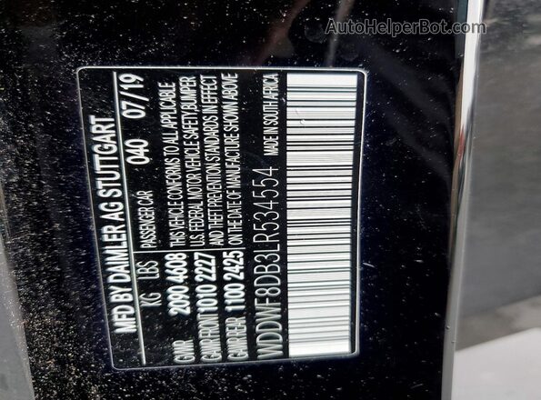 WDDWF8DB3LR534554 2020 MERCEDES-BENZ C Черный Вид подкапотного пространства