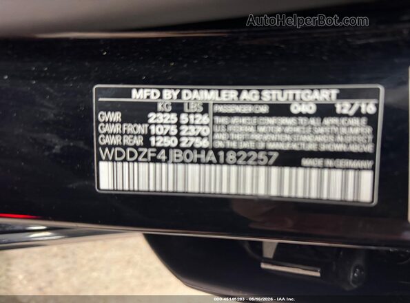WDDZF4JB0HA182257 2017 MERCEDES-BENZ E-CLASS Черный Вид подкапотного пространства