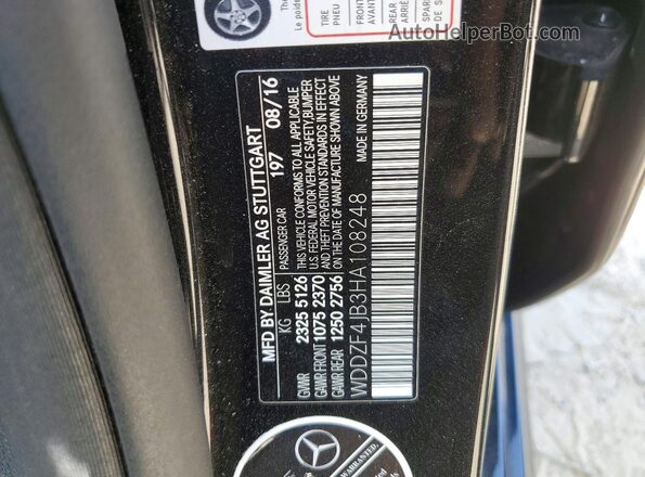 WDDZF4JB3HA108248 2017 MERCEDES-BENZ E Черный Вид подкапотного пространства