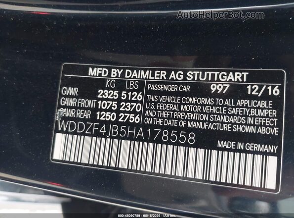WDDZF4JB5HA178558 2017 MERCEDES-BENZ E-CLASS Dark Blue Вид подкапотного пространства