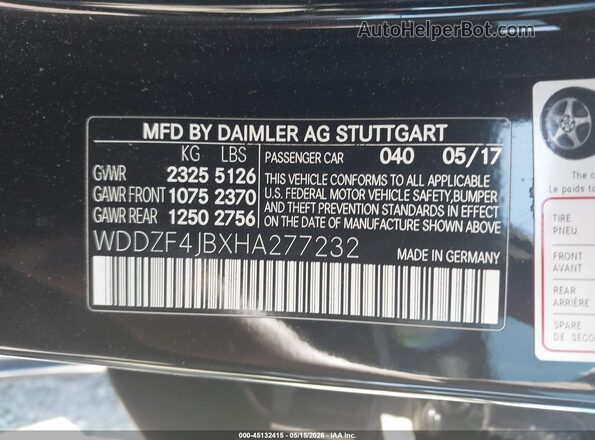 WDDZF4JBXHA277232 2017 MERCEDES-BENZ E-CLASS Черный Вид подкапотного пространства