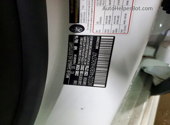 WDDZF4KB0HA062747 2017 MERCEDES-BENZ E Белый Вид подкапотного пространства