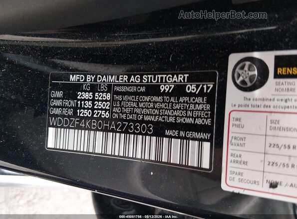 WDDZF4KB0HA273303 2017 MERCEDES-BENZ E-CLASS Синий Вид подкапотного пространства