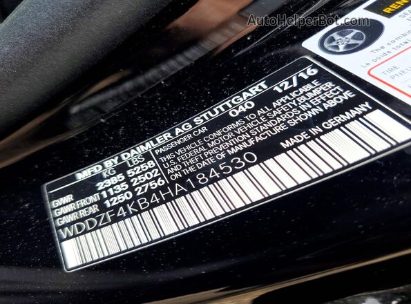 WDDZF4KB4HA184530 2017 MERCEDES-BENZ E Black Вид підкапотного простору