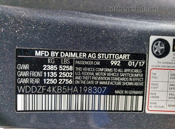 WDDZF4KB5HA198307 2017 MERCEDES-BENZ E Серебряный Вид подкапотного пространства