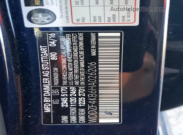 WDDZF4KB6HA026206 2017 MERCEDES-BENZ E Черный Вид подкапотного пространства