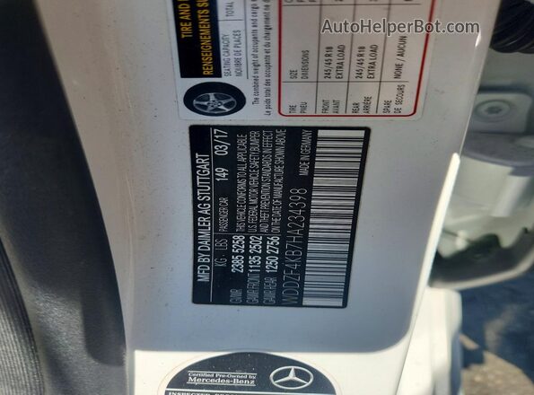 WDDZF4KB7HA234398 2017 MERCEDES-BENZ E Белый Вид подкапотного пространства