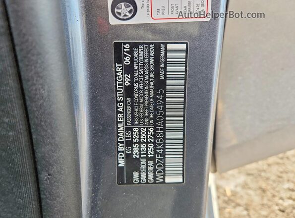 WDDZF4KB8HA054945 2017 MERCEDES-BENZ E Серый Вид подкапотного пространства