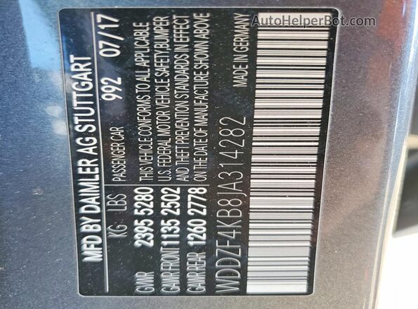 WDDZF4KB8JA314282 2018 MERCEDES-BENZ E Серый Вид подкапотного пространства