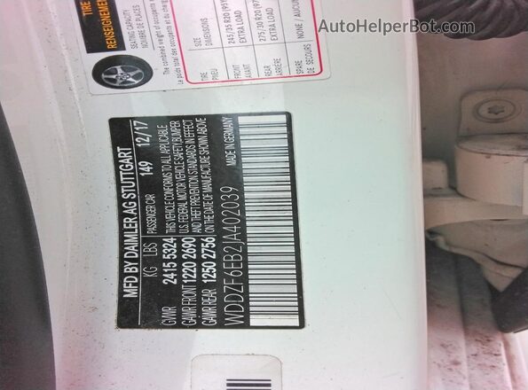 WDDZF6EB2JA402039 2018 MERCEDES-BENZ E White Vista del compartimento del motor