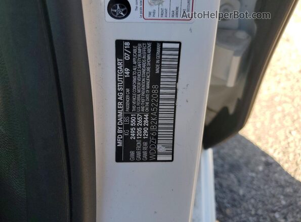 WDDZF6JB2KA522088 2019 MERCEDES-BENZ E Белый Вид подкапотного пространства