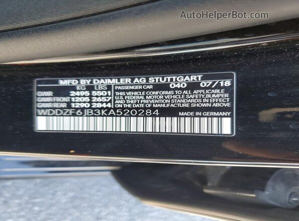 WDDZF6JB3KA520284 2019 MERCEDES-BENZ E Black Vista del compartimento del motor