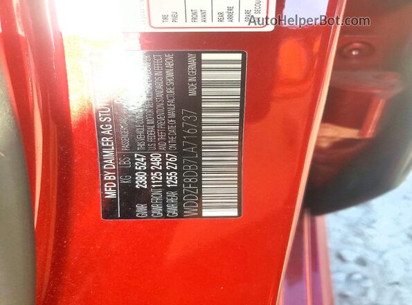 WDDZF8DB7LA716737 2020 MERCEDES-BENZ E Red VIN sticker view