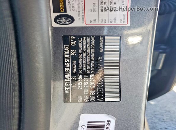 WDDZF8KB8KA679196 2019 MERCEDES-BENZ E Gray Widok komory silnika