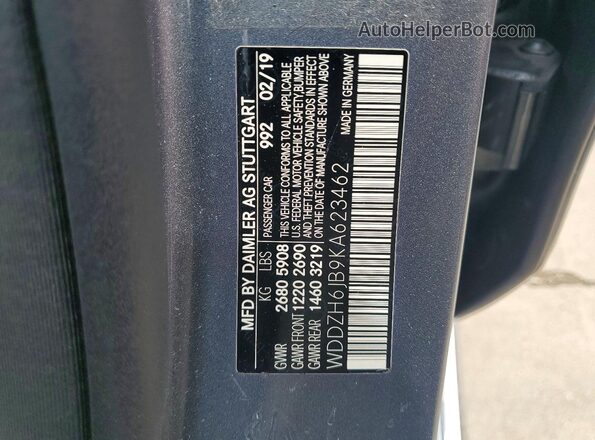 WDDZH6JB9KA623462 2019 MERCEDES-BENZ E Серый Панорамный вид салона 360°