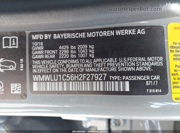 WMWLU1C56H2F27927 2017 MINI CLUBMAN Серый Вид подкапотного пространства