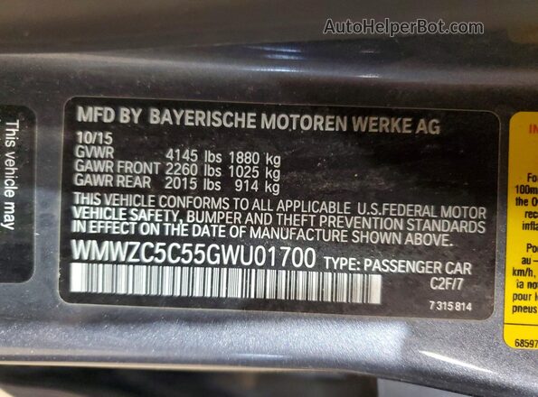 WMWZC5C55GWU01700 2016 MINI COUNTRYMAN Серый Вид подкапотного пространства