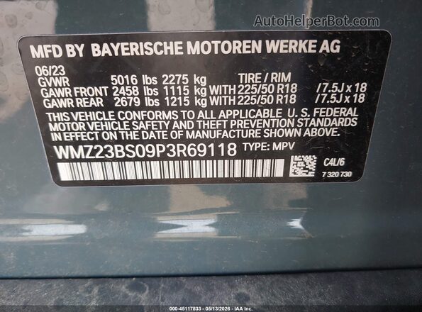 WMZ23BS09P3R69118 2023 MINI SE COUNTRYMAN Бирюзовый Вид подкапотного пространства