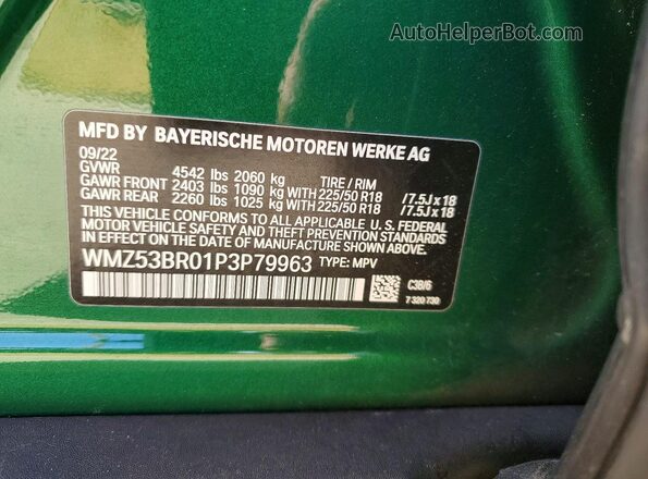 WMZ53BR01P3P79963 2023 MINI COOPER Green Вид підкапотного простору