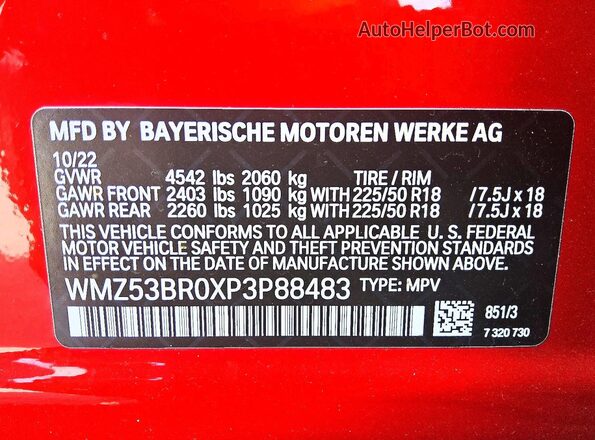 WMZ53BR0XP3P88483 2023 MINI COOPER Красный Вид подкапотного пространства