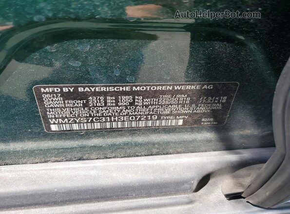 WMZYS7C31H3E07219 2017 MINI COOPER Зеленый Вид подкапотного пространства