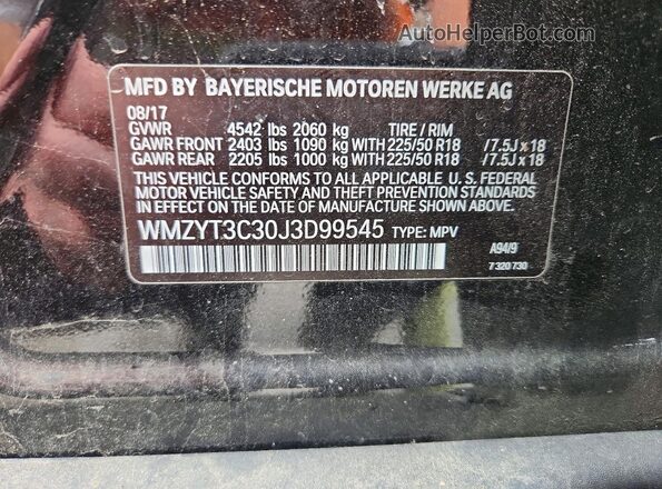 WMZYT3C30J3D99545 2018 MINI COOPER Black Widok naklejki z numerem VIN