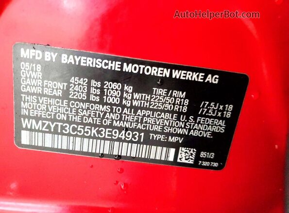 WMZYT3C55K3E94931 2019 MINI COOPER Red Widok komory silnika
