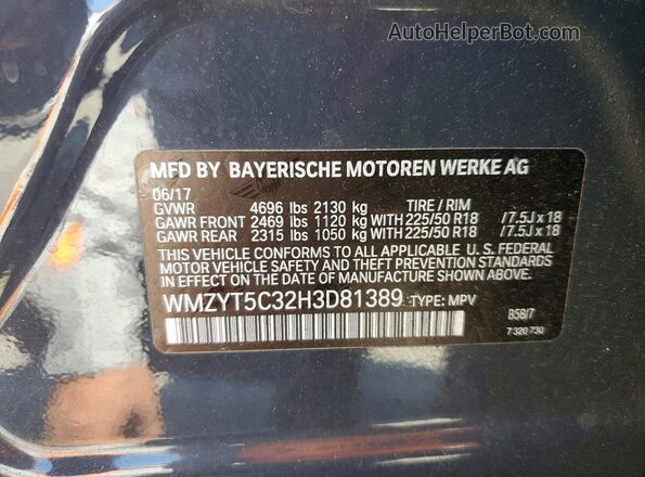 WMZYT5C32H3D81389 2017 MINI COOPER Серый Вид наклейки с VIN-кодом