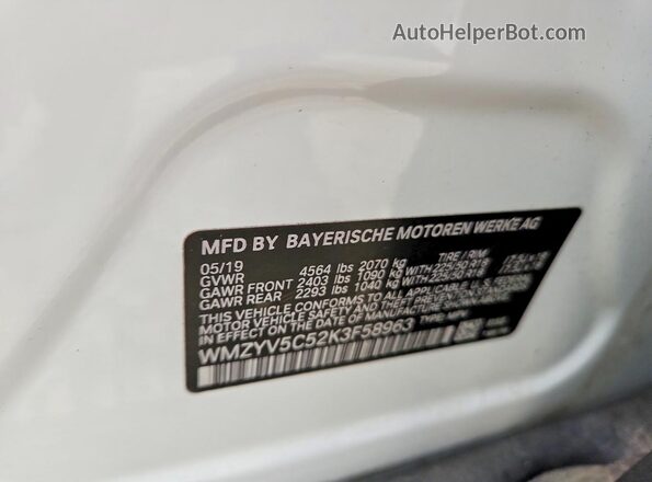 WMZYV5C52K3F58963 2019 MINI COOPER Белый Вид подкапотного пространства