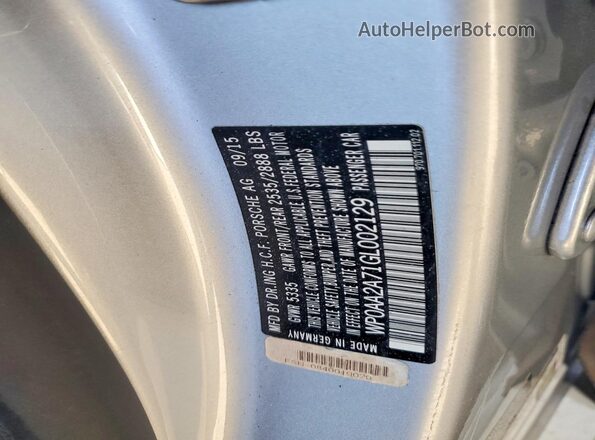 WP0AA2A71GL002129 2016 PORSCHE PANAMERA Серебряный Вид подкапотного пространства