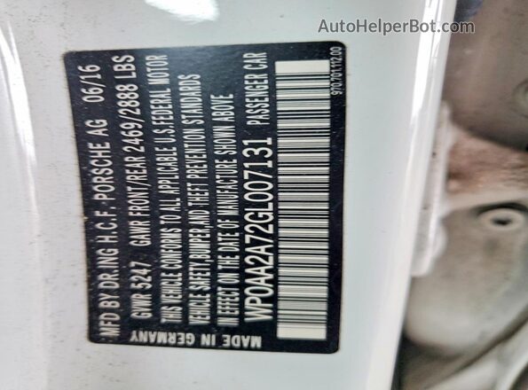 WP0AA2A72GL007131 2016 PORSCHE PANAMERA Белый Вид подкапотного пространства