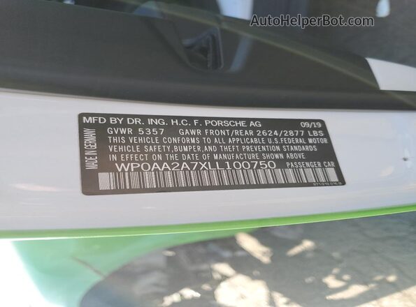 WP0AA2A7XLL100750 2020 PORSCHE PANAMERA Зеленый Вид подкапотного пространства