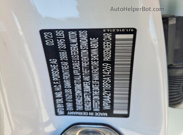 WP0AA2Y18PSA14269 2023 PORSCHE TAYCAN Белый Вид подкапотного пространства