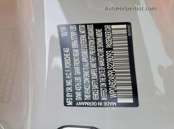WP0AB2A99LS228093 2020 PORSCHE 911 Серый Вид подкапотного пространства