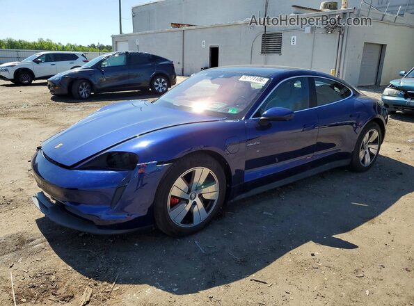 WP0AB2Y16NSA44459 2022 PORSCHE TAYCAN Blue წინა მარცხენა ხედი სამი მეოთხედიდან