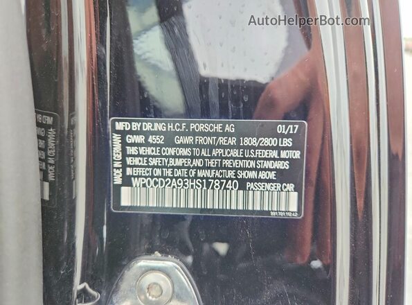 WP0CD2A93HS178740 2017 PORSCHE 911 Черный Вид подкапотного пространства
